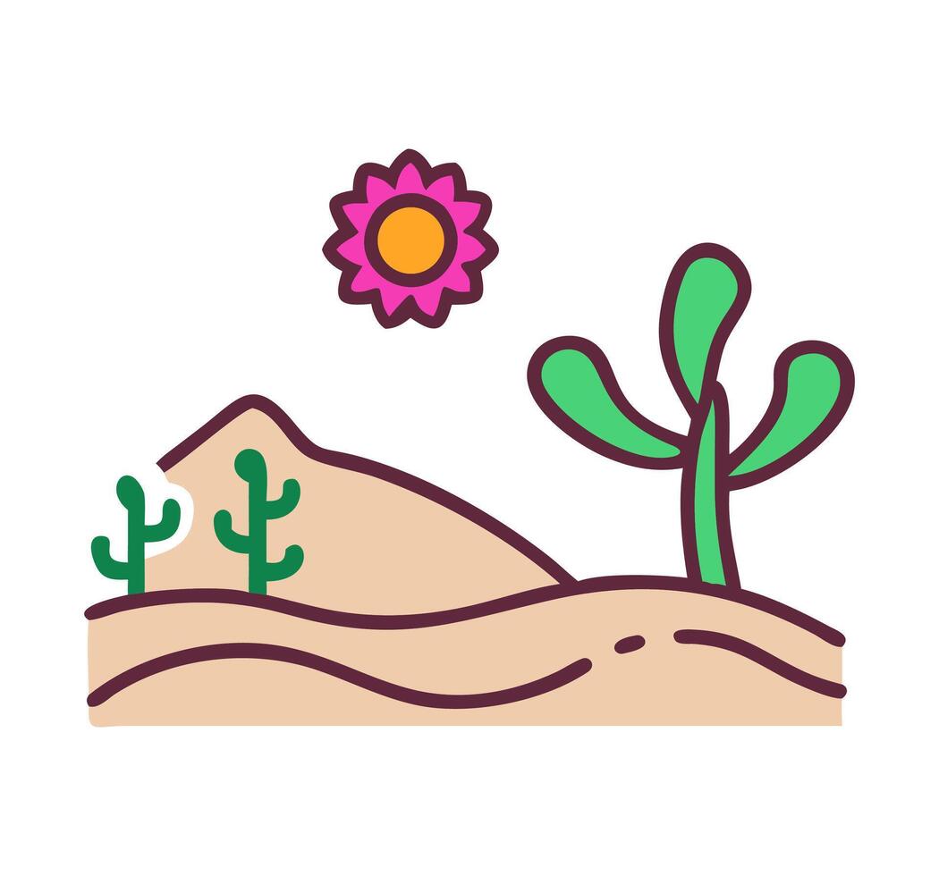 Cactus desert landscape illustration design vector
