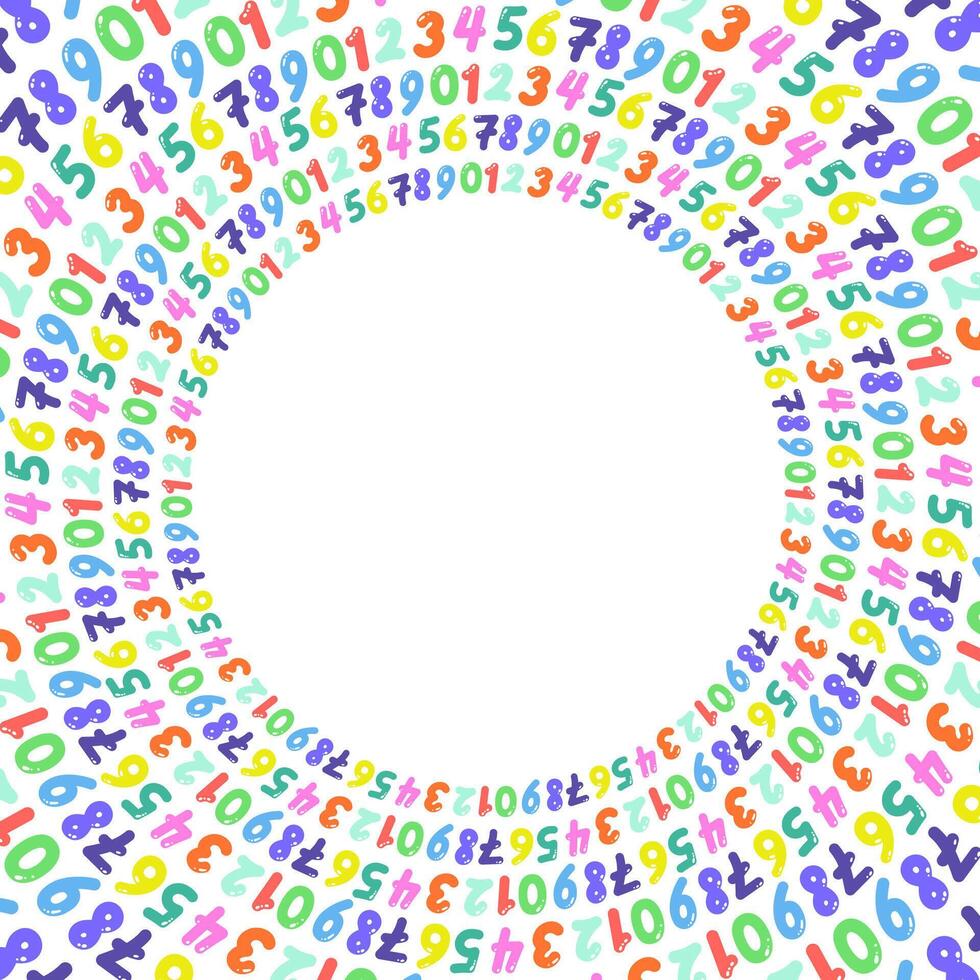 Background with painted multicolored numbers arranged in a circle, illustration vector