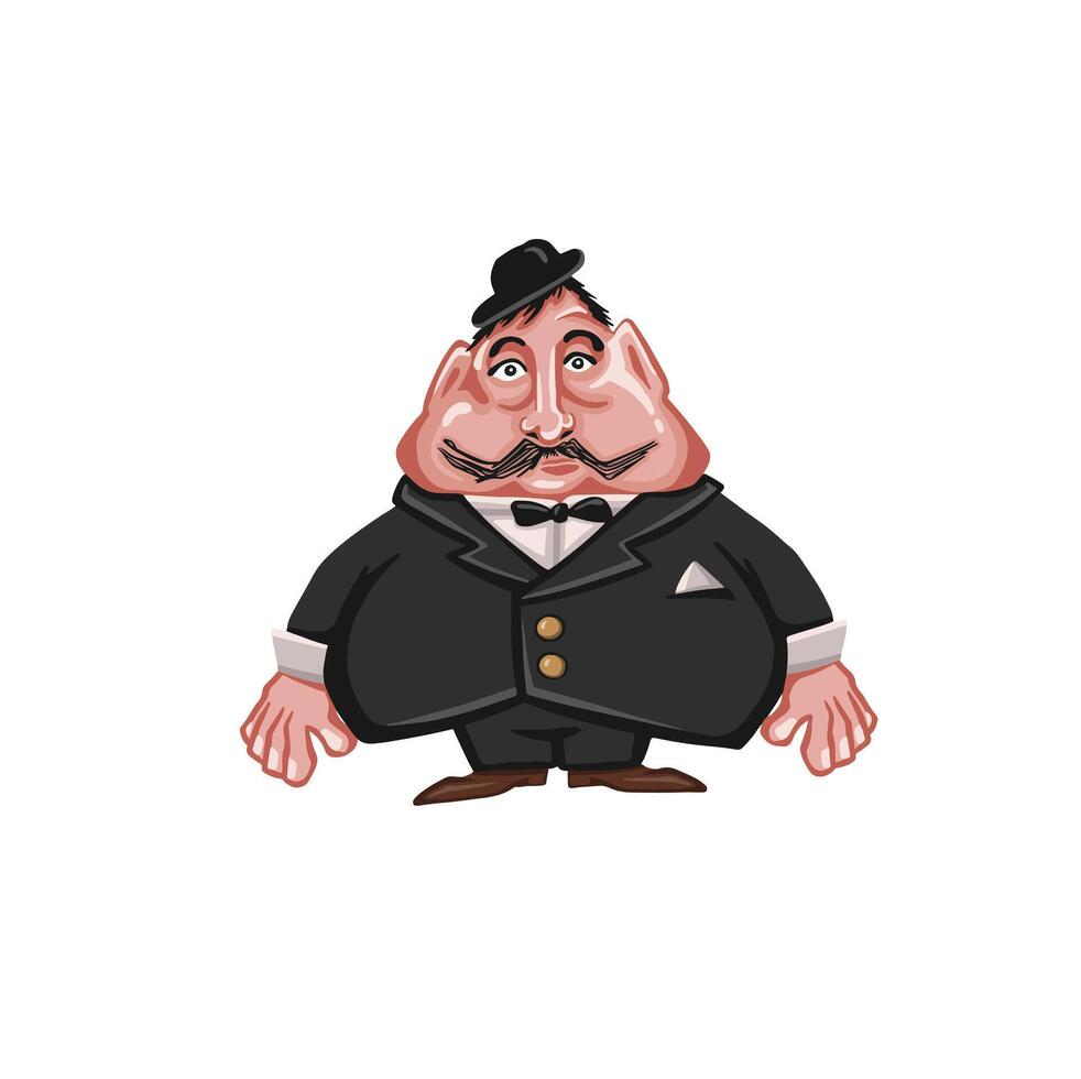 Colorful Old fashioned man in hat fat, cartoon style vector