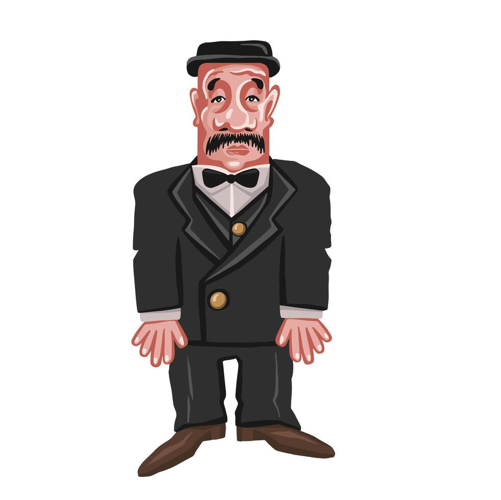Colorful Old-fashioned man in hat, cartoon style vector