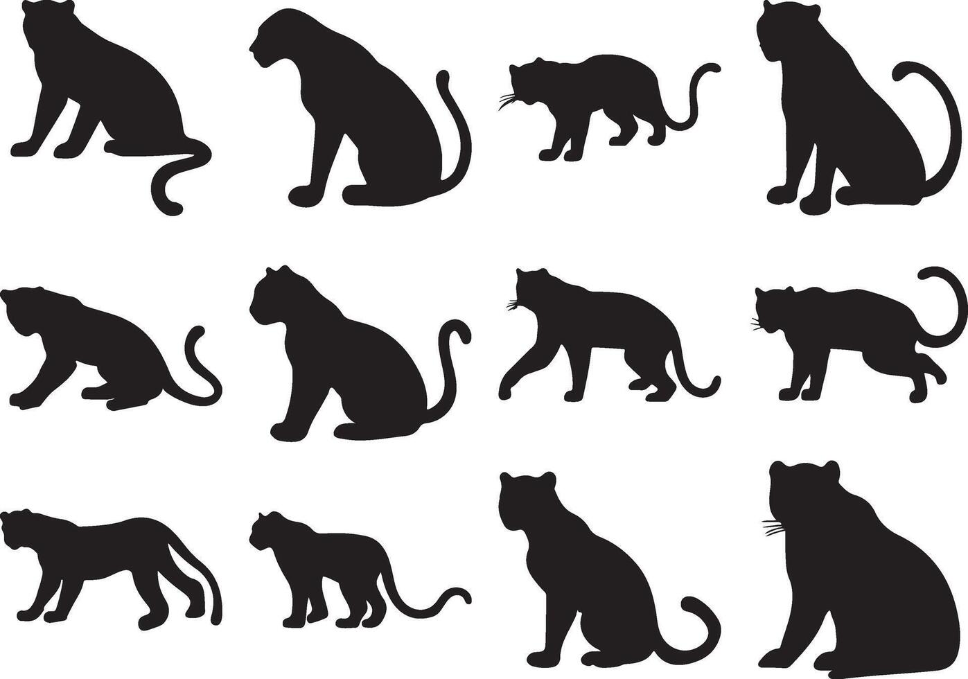 Set of panther silhouette vector