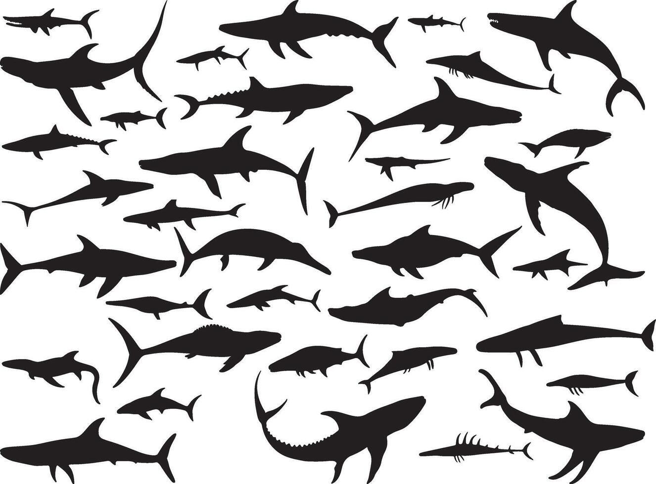 Set of Ichthyosaurus silhouette vector