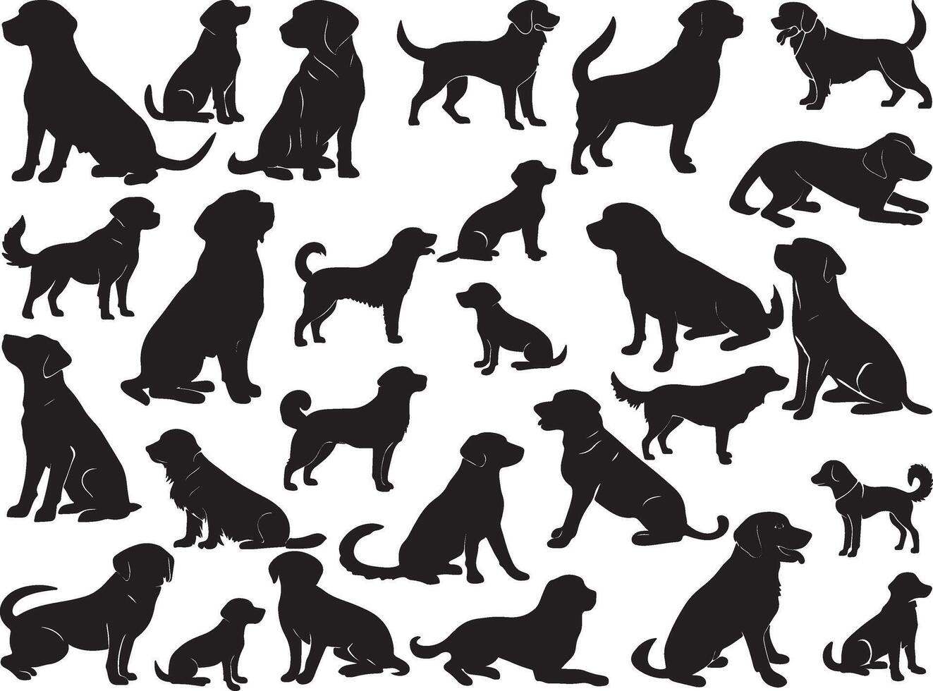 Set of black dog silhouette vector