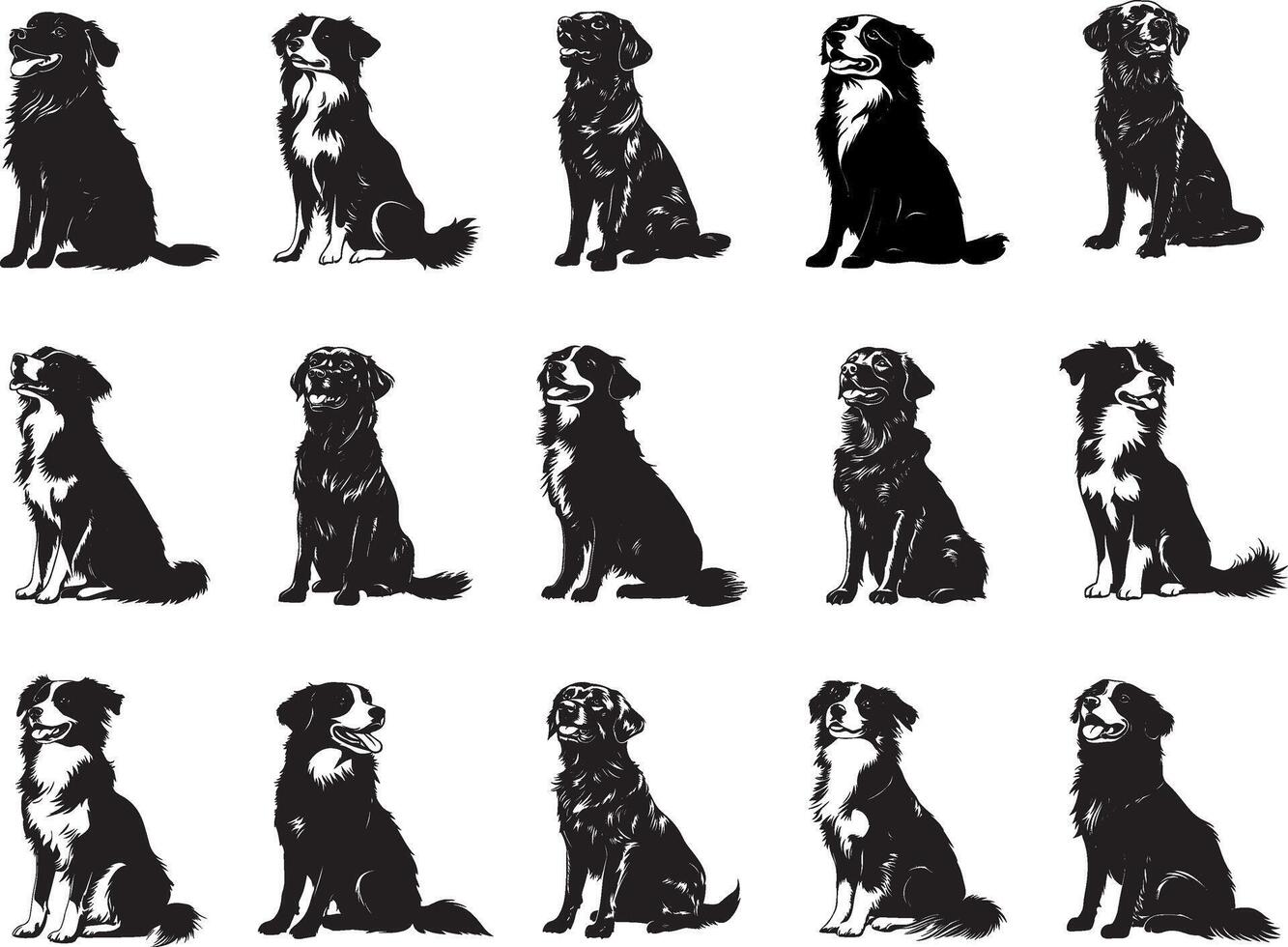 Set of black dog silhouette isolated on a white background vector
