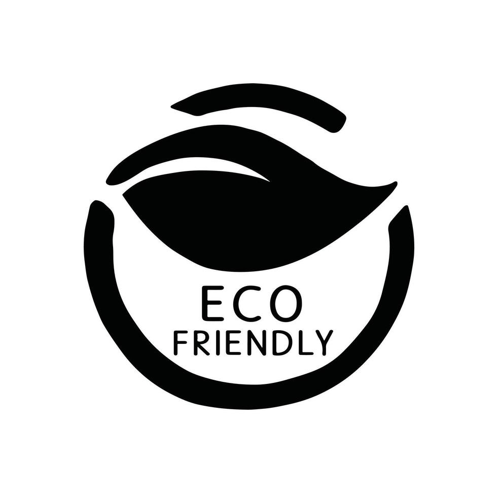 sign environmentally friendly products silhouette monochrome hand drawn illustration vector