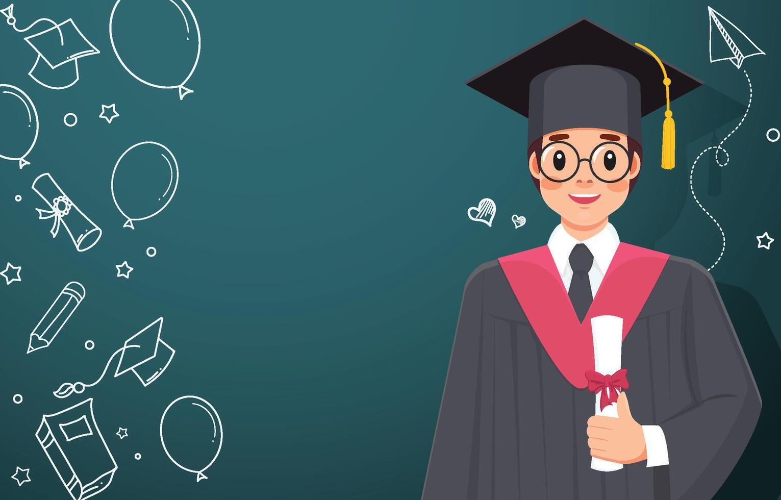 Graduate in Graduation Cap and Diploma vector