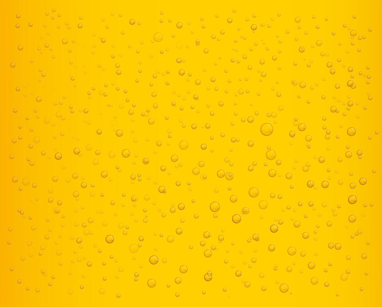 Beer bubbles. Realistic fizzy lager beer background, sparkling lemonade, cold ale drink with pop upping bubbles. texture vector
