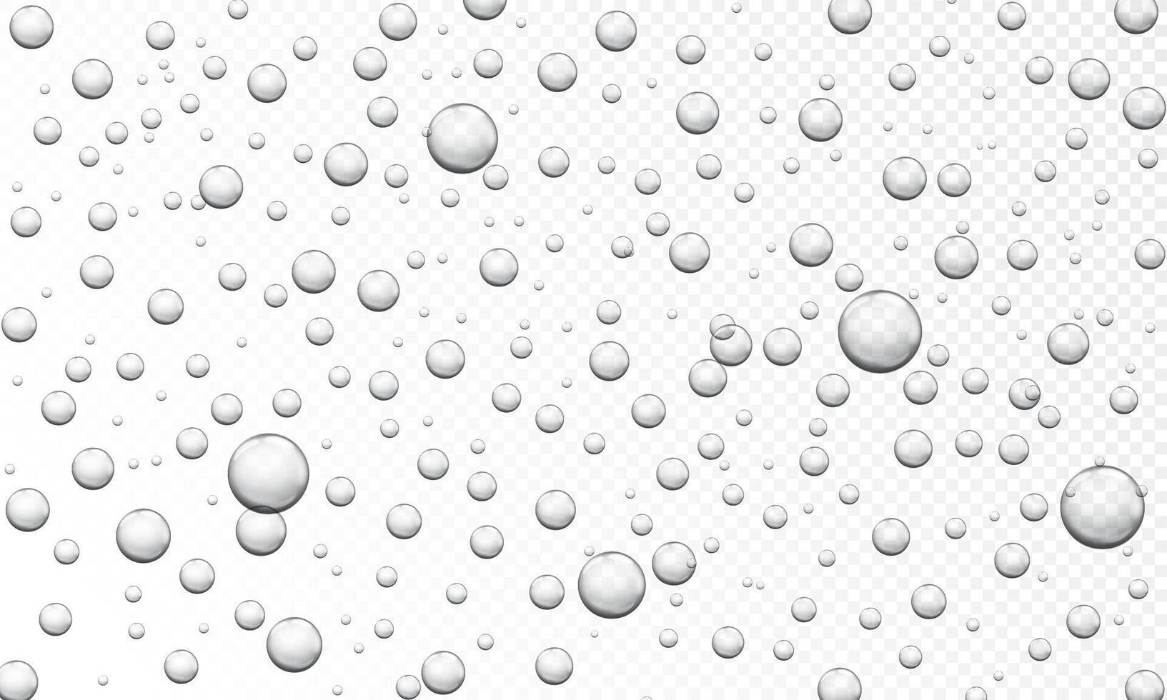 Air bubbles texture. Oxygen bubble flow in clear water. Fizzy sparkles under water aquarium, soda pop and champagne. Effervescent pill background vector