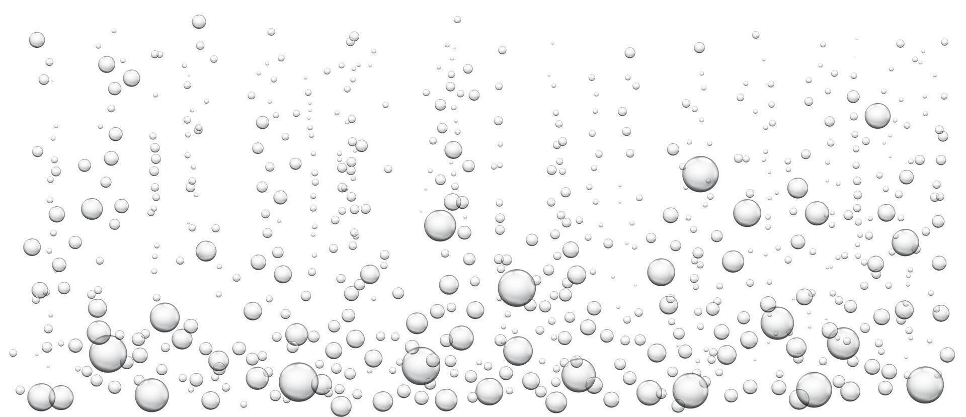 Underwater bubbles. Realistic fizzing air bubbles popping up, fizzy drink or soda pop, sparkling water texture. isolated set on transparent background vector
