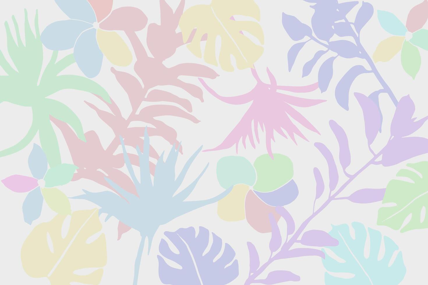 Hand drawn tropical simple plants design with subtle brush texture background vector