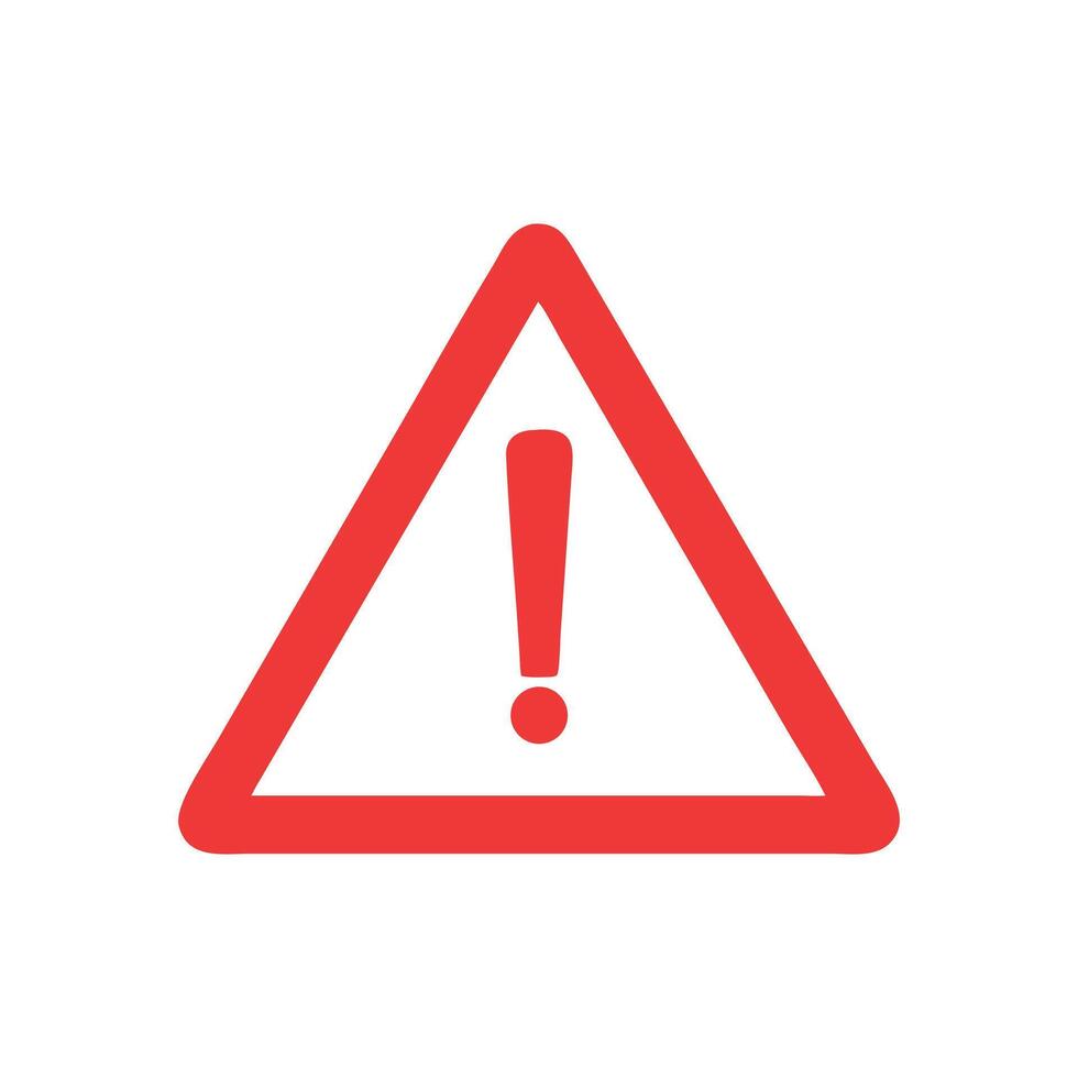 Red Exclamation Point Triangle Alert Sign For Safety Hazard Danger And Warning Attention Needed Careful Or Important Notice vector