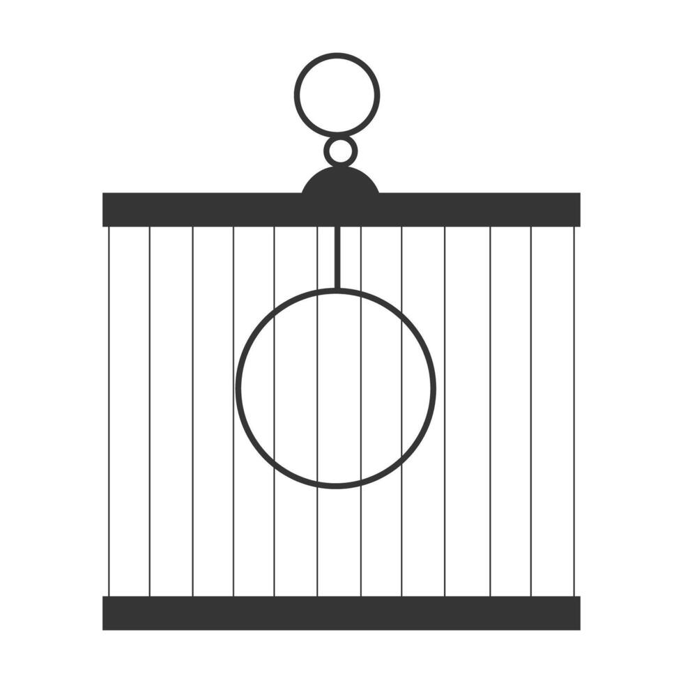 Modern Minimalist Square Wire Birdcage with Swing on a White Background vector