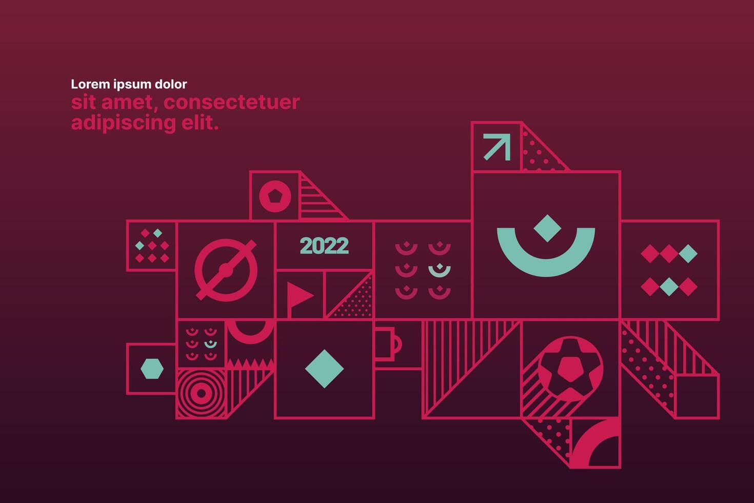 Sports background for event, tournament, invitation, or awards. Layout design template with geometric shapes. Championship in Qatar. Sports background trend 2022. vector