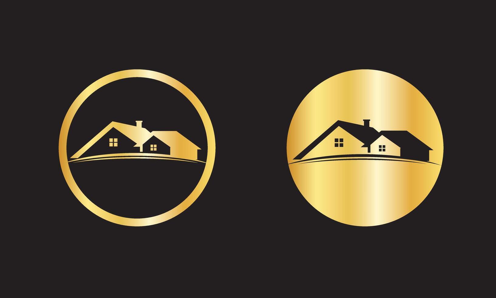 Luxury Golden Real Estate Logo and Design Premium House Icon vector