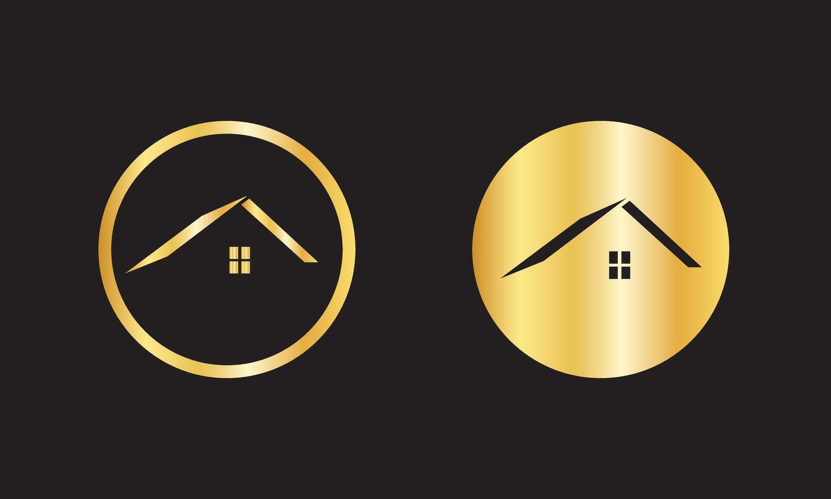 Minimalist Gold House Icons Luxury Property Logo Pack vector