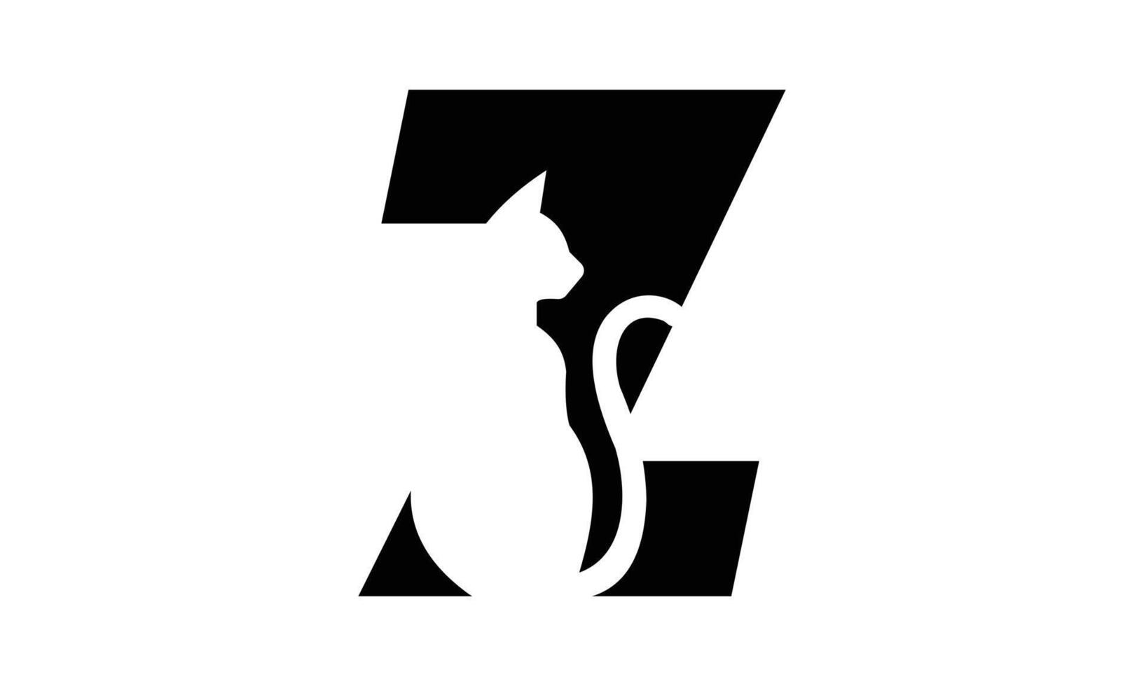 Cat Monogram Logo with Letter Z Minimal Pet Branding Symbol vector