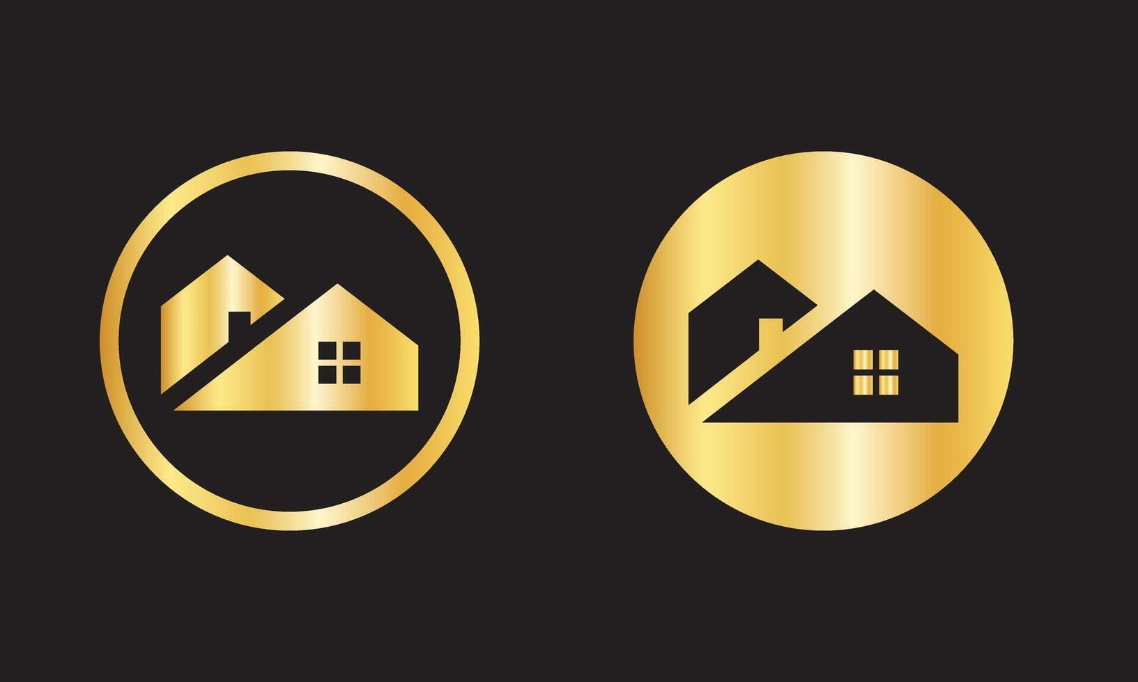 Black and Gold Elegant Home Logos for Real Estate Design vector