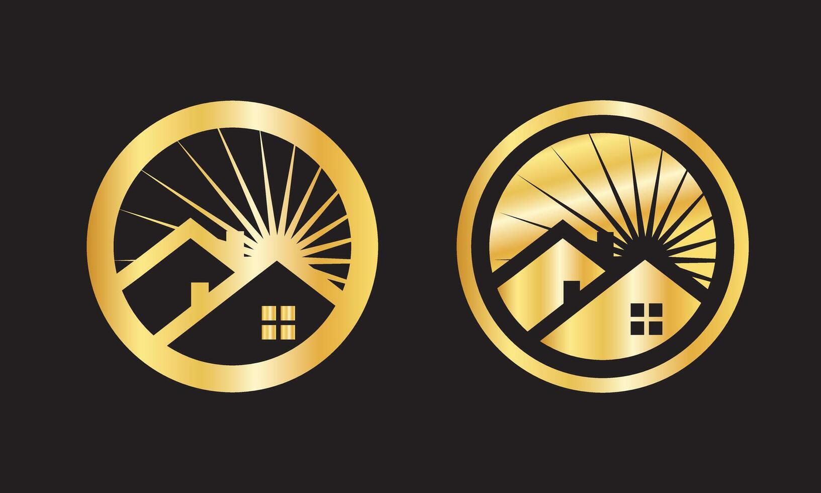 Luxury Gold Real Estate Logo Design Elegant Home Icon Set vector