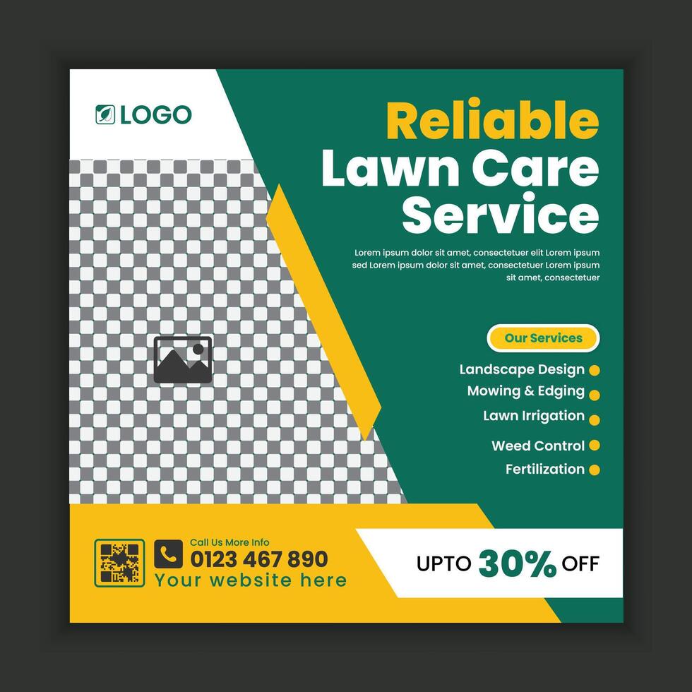 Corporate modern Lawn and gardening services, social media posts, or agriculture and organic food campaign posts, online banner design, web banner template vector