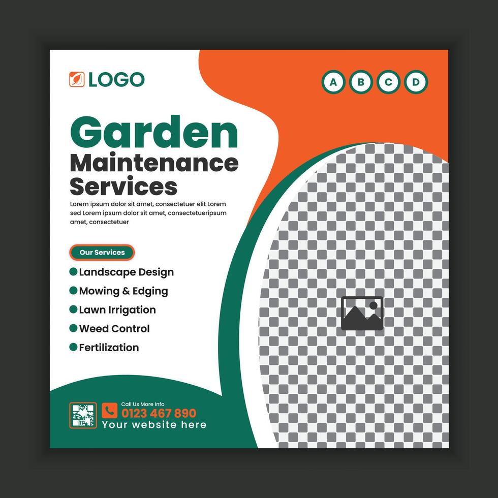 Corporate modern Lawn and gardening services, social media posts, or agriculture and organic food campaign posts, online banner design, web square banner template vector