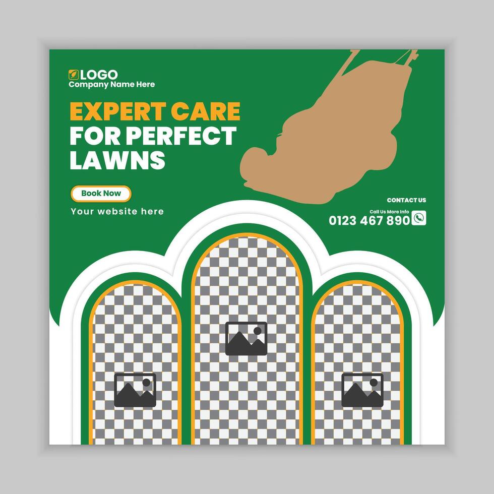 Professional Gardening and Yard Maintenance Web Banner and Social Media Design vector