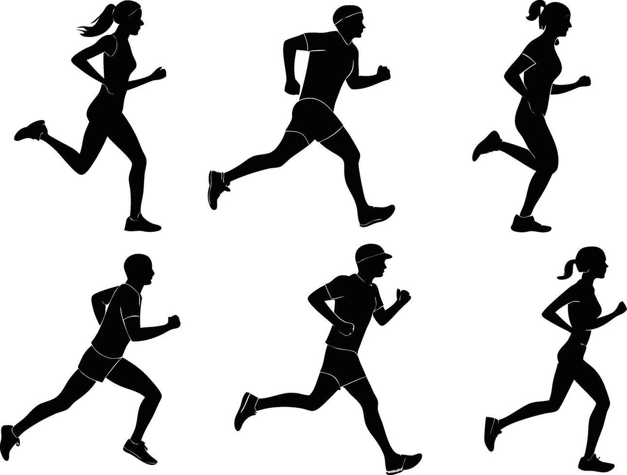 Silhouettes of people running design vector