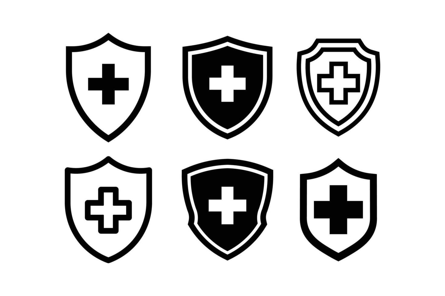Hospital Protection Emblem Icon Sets, health protection icon, virus protection shield, immune defense icon vector