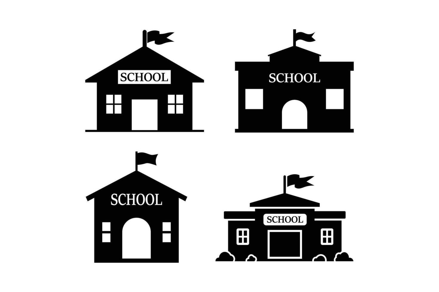 School Building Flat Icon Sets, school building icon, school building , school silhouette icon vector