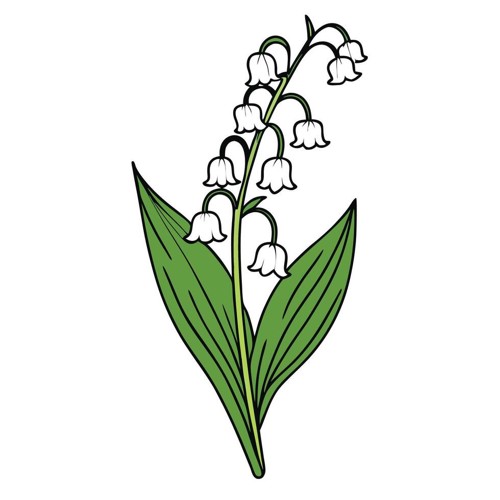 Black Lily of the Valley Silhouette Elegant Floral Design for Nature and Garden Art vector