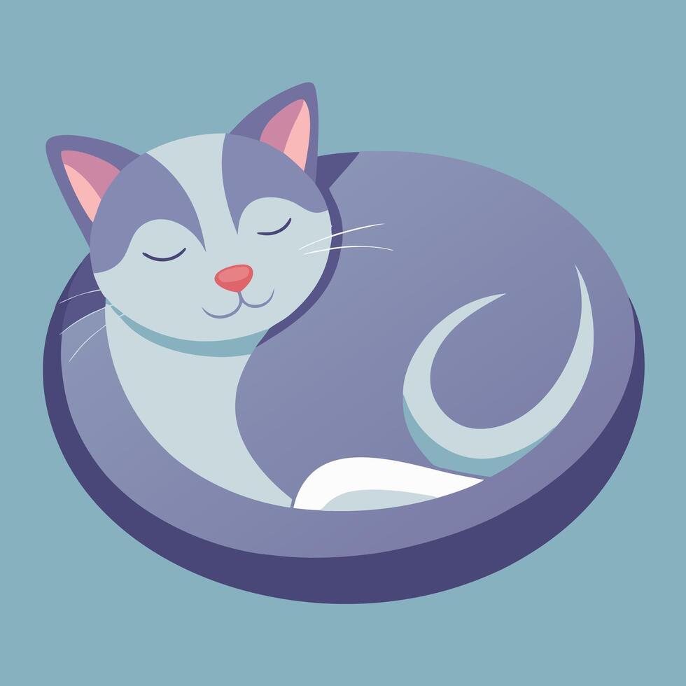 elaxed Cat Lying in Soft Shape Cute Feline Art in Cozy, Tranquil Pose vector