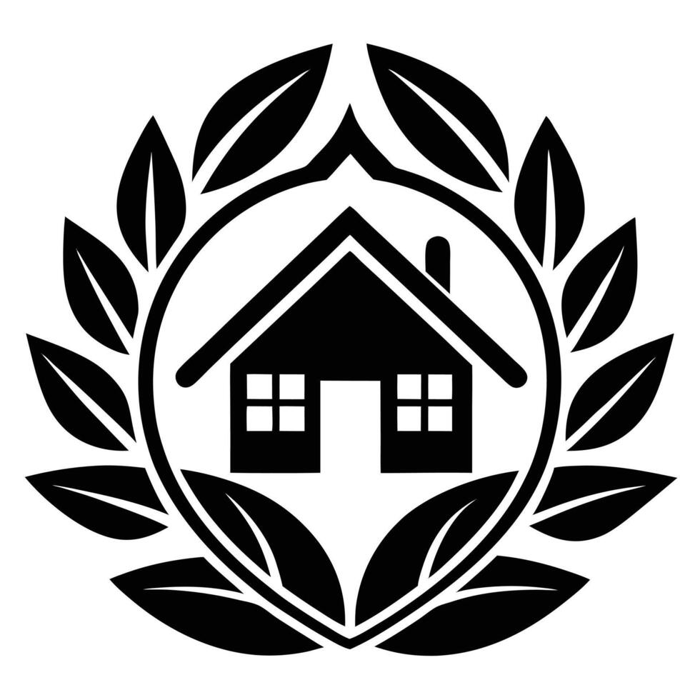 Eco-Friendly House with Leaf Motif Sustainable Living Illustration vector