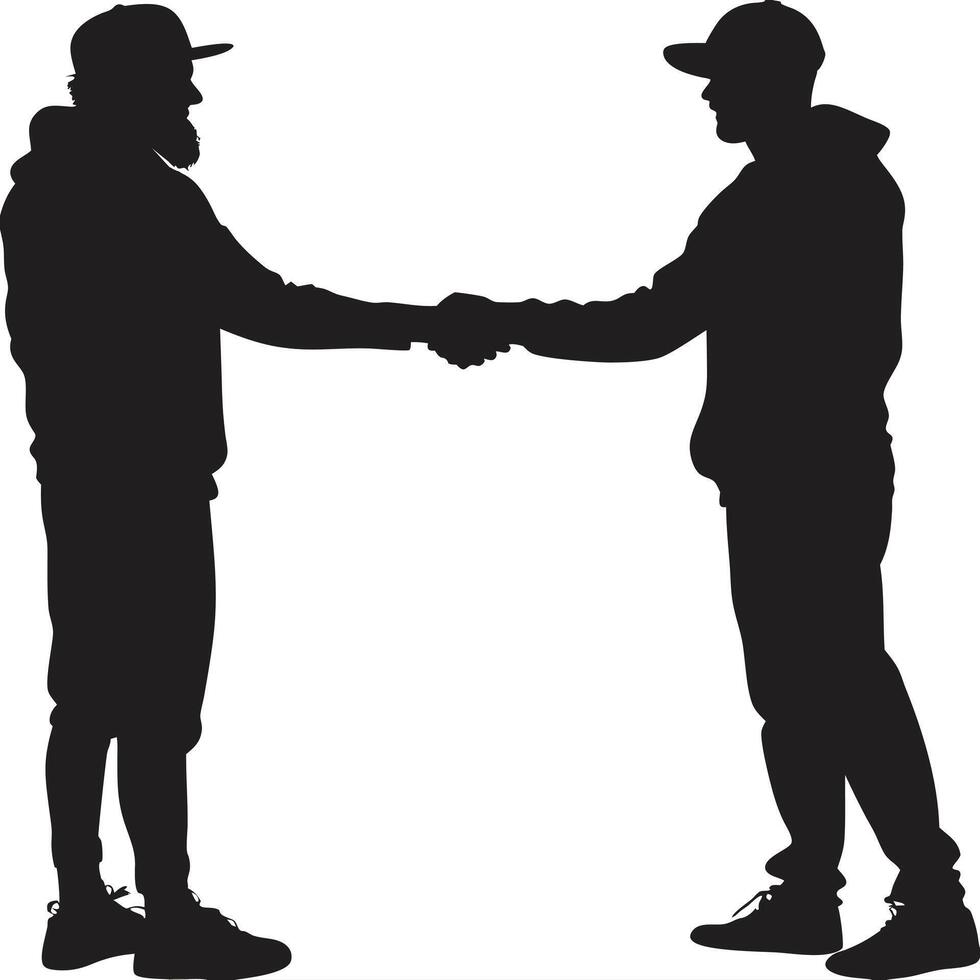 Detailed Handshake Silhouette Two Men Shaking Hands Business Art vector