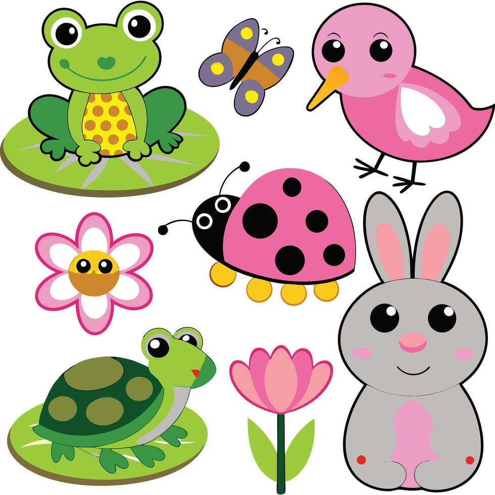 Happy Cartoon Frog Character Playful Pond Animal Design vector