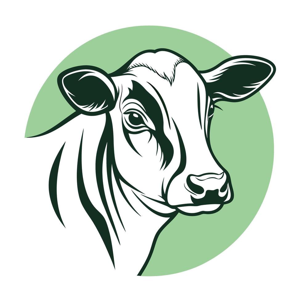 Cow Head Silhouette Stylized Minimalist Illustration for Agricultural and Farm Art vector
