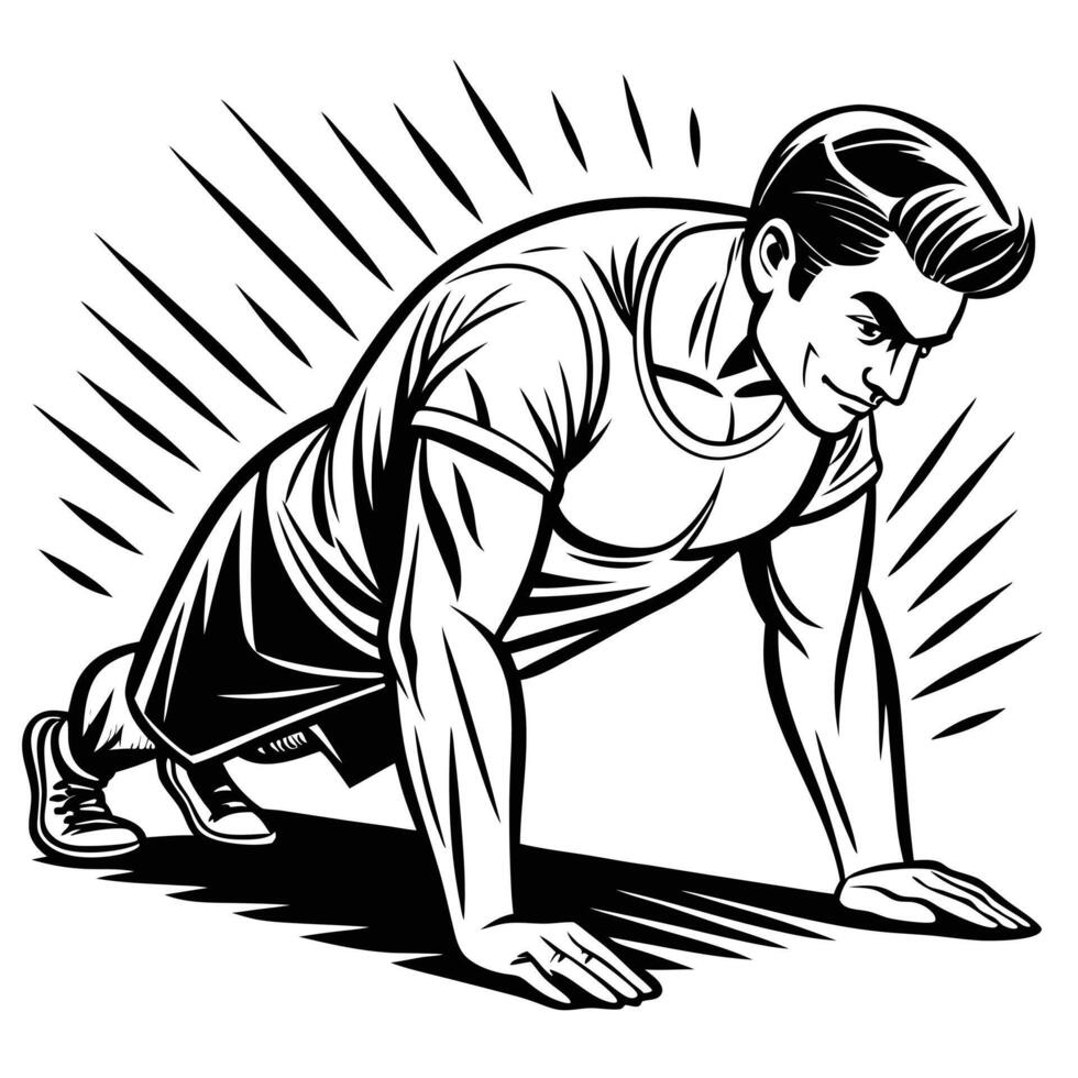 Stylized Muscular Body in Black and White for Fitness, Gym, and Workout Designs vector