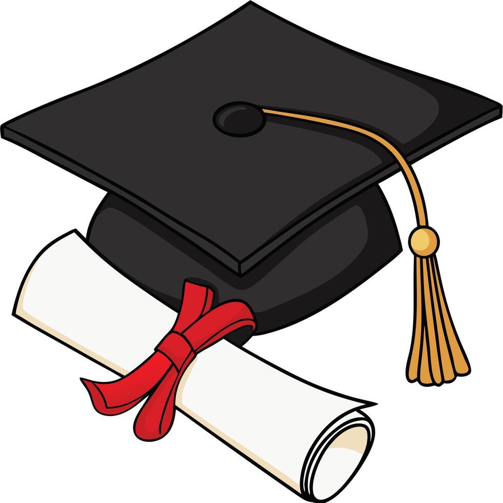 Simple Monochrome Illustration of a Graduation Cap with Tassel for Education Concept vector