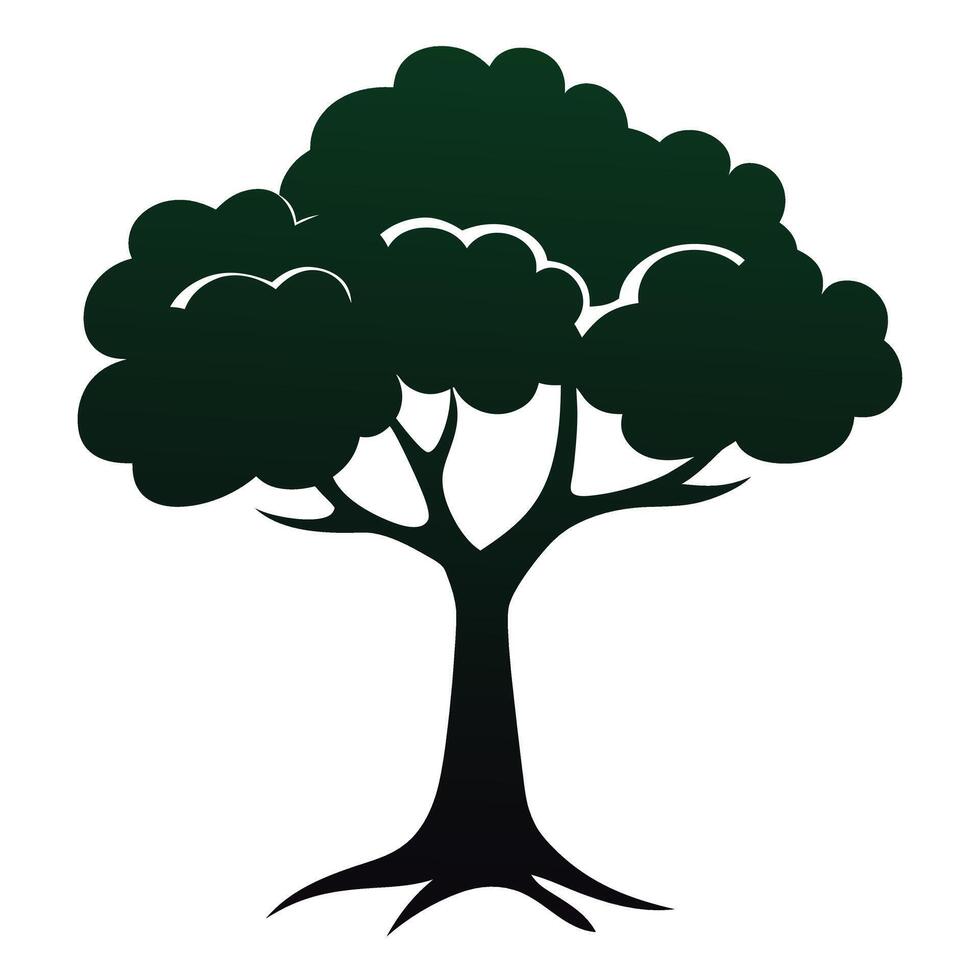 Symmetrical Tree Design Stylized Botanical Illustration White Background vector