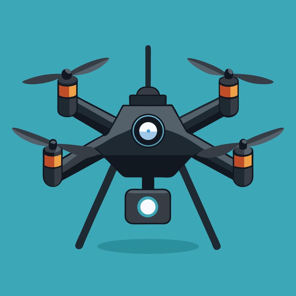 Modern Black Quadcopter Drone with Camera vector