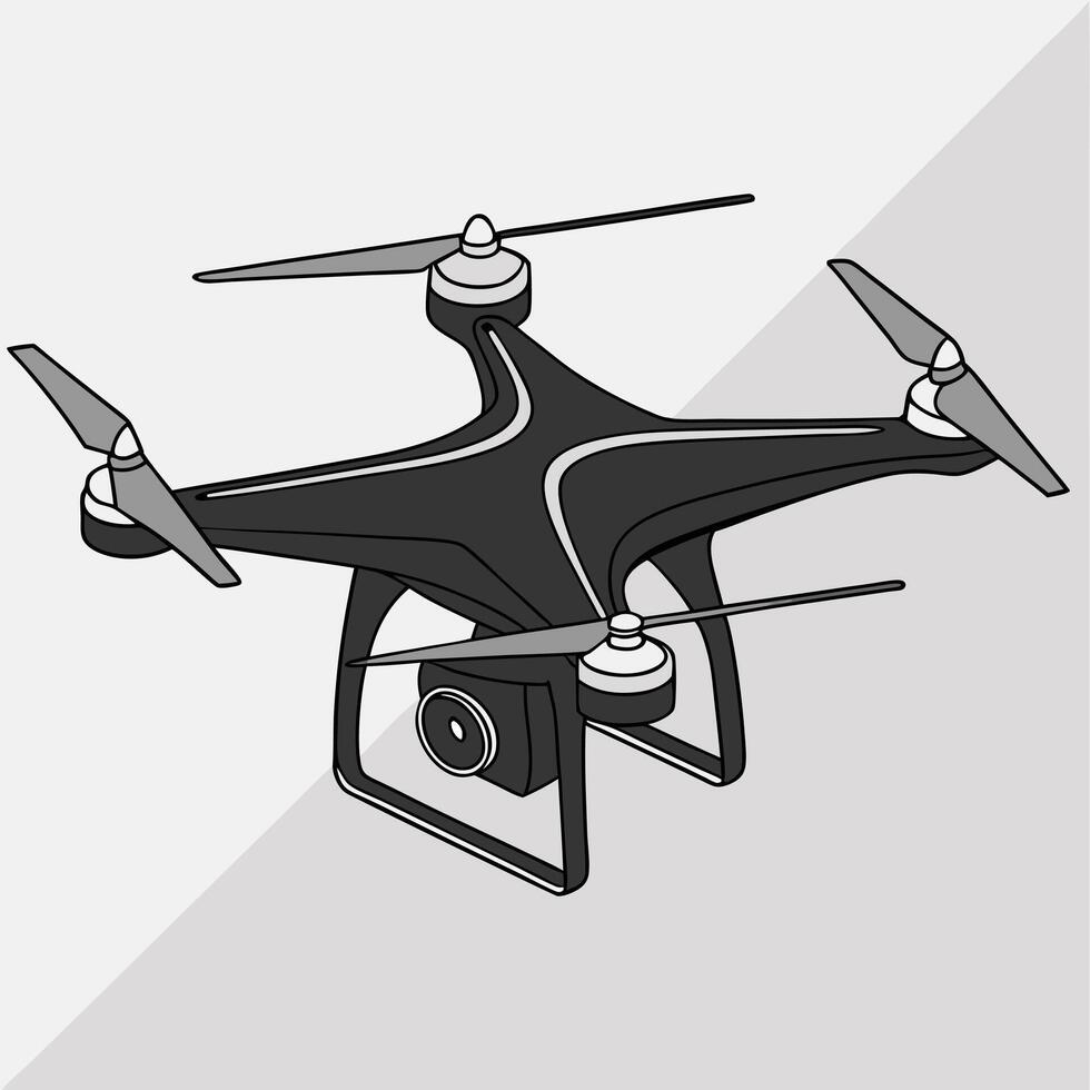 Black Quadcopter Drone with Integrated Camera vector