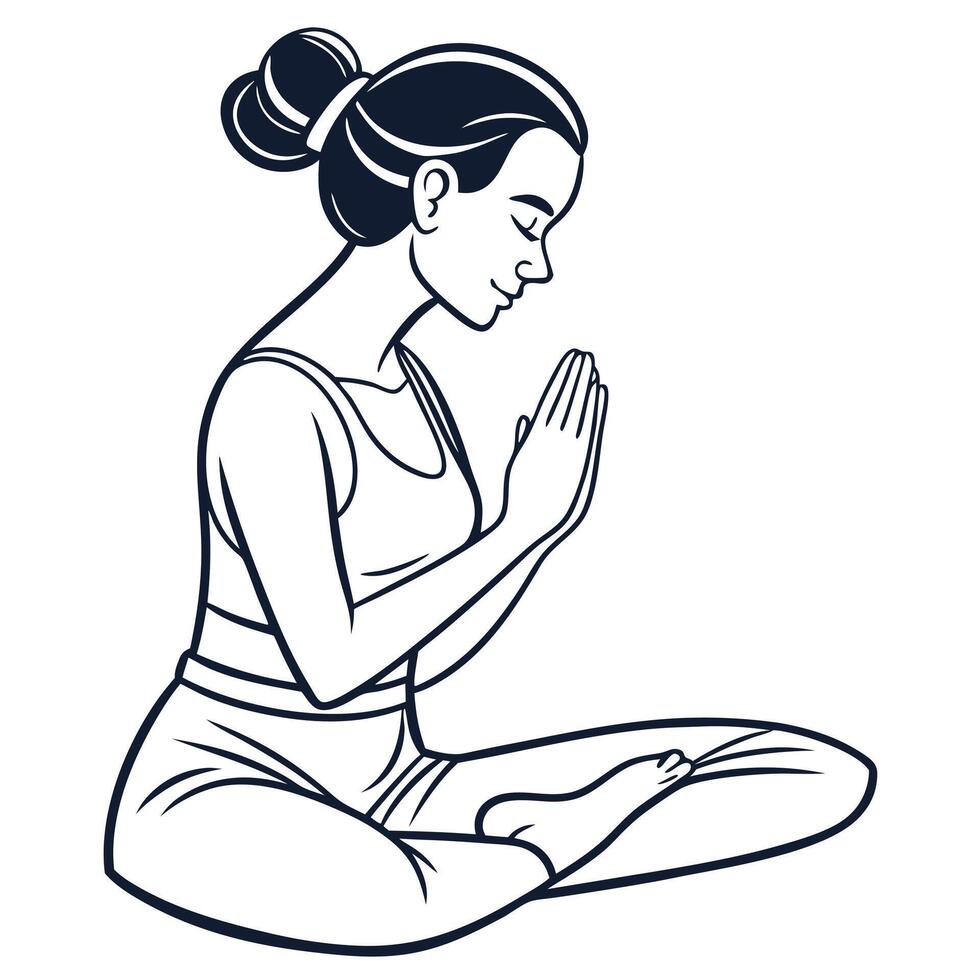 Clean Black Silhouette Illustration of a Woman in a Gym Pose Showing Strength and Motion vector