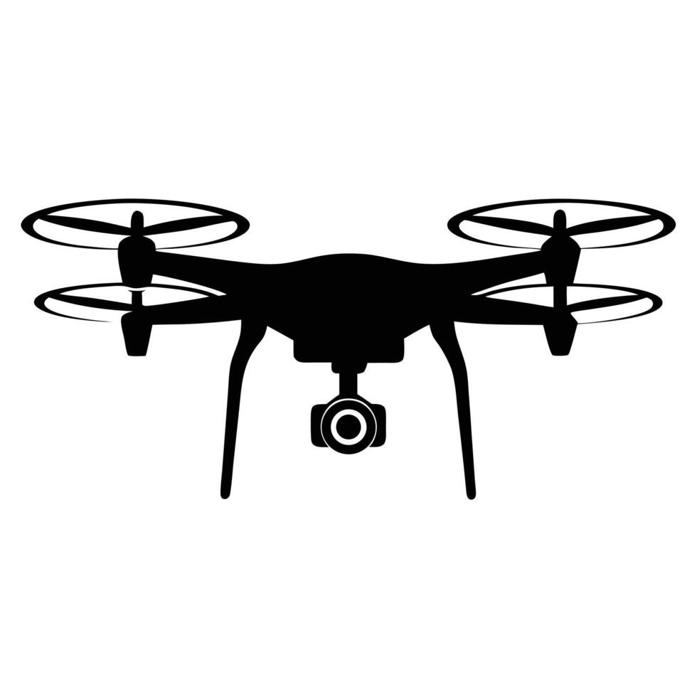 Flying Drone Silhouette Capturing Four Rotating Propellers Mid Air vector