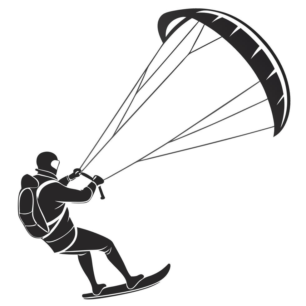 Extreme Kiteboarding Silhouette Captured Mid Jump Above Waves vector