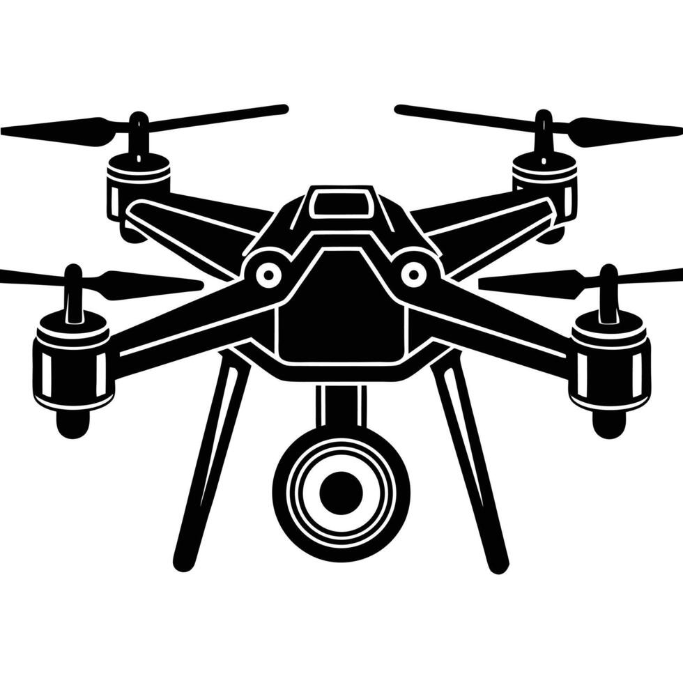 Black and White Drone Icon with Camera vector