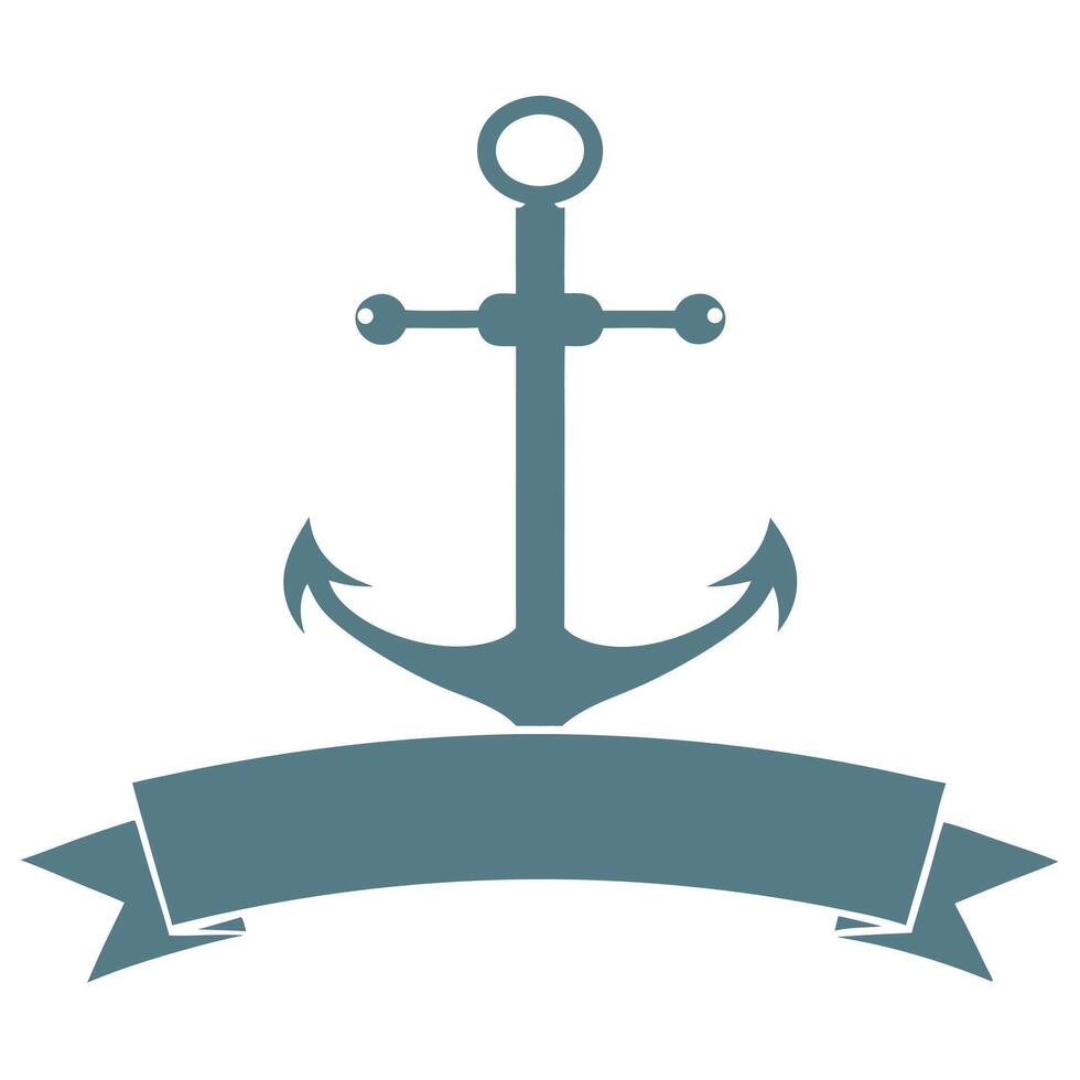 Minimalist Nautical Anchor with Blank Banner Illustration vector