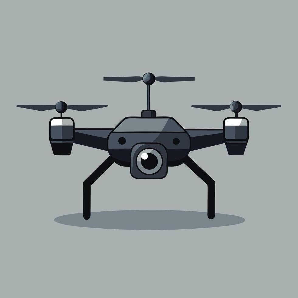 Quadcopter Drone with Integrated Camera Front View Illustration vector