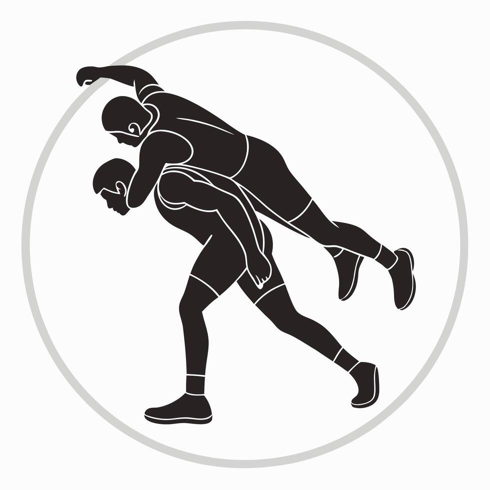 Wrestling Match Silhouette Graphic Design Illustration vector