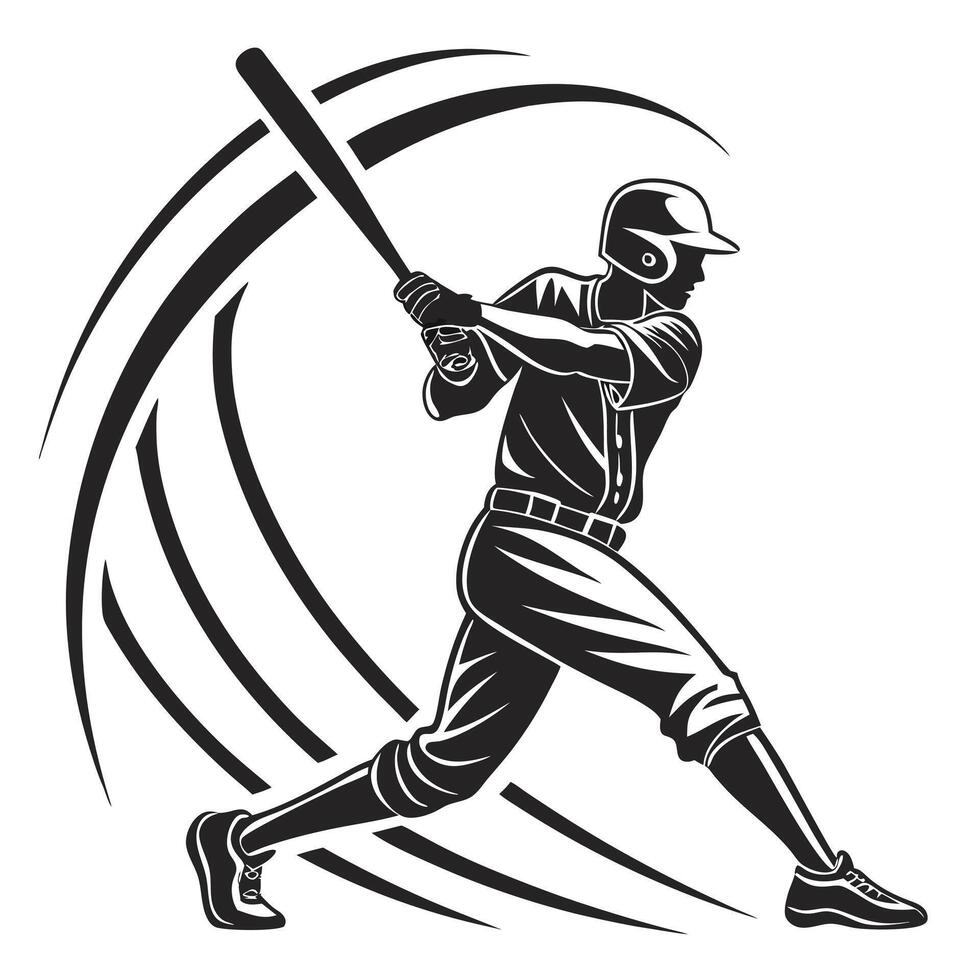 Baseball Player Swinging Bat Dynamic Action Pose vector