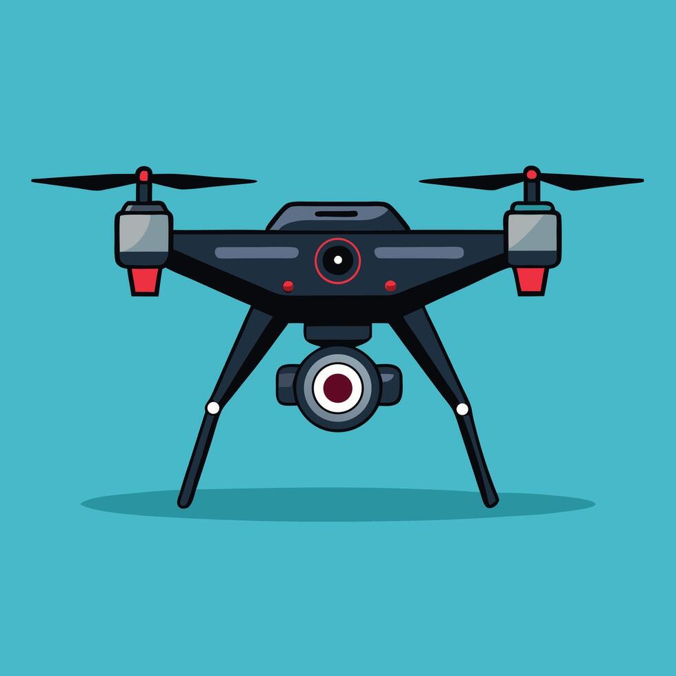 Black Quadcopter Drone with Dual Cameras Front and Bottom vector