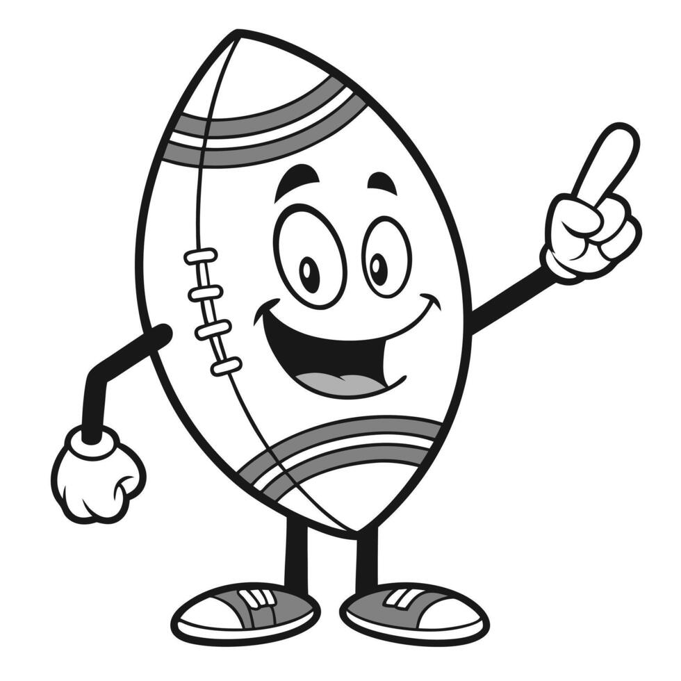 Cheerful Cartoon Football Character Pointing Upwards vector