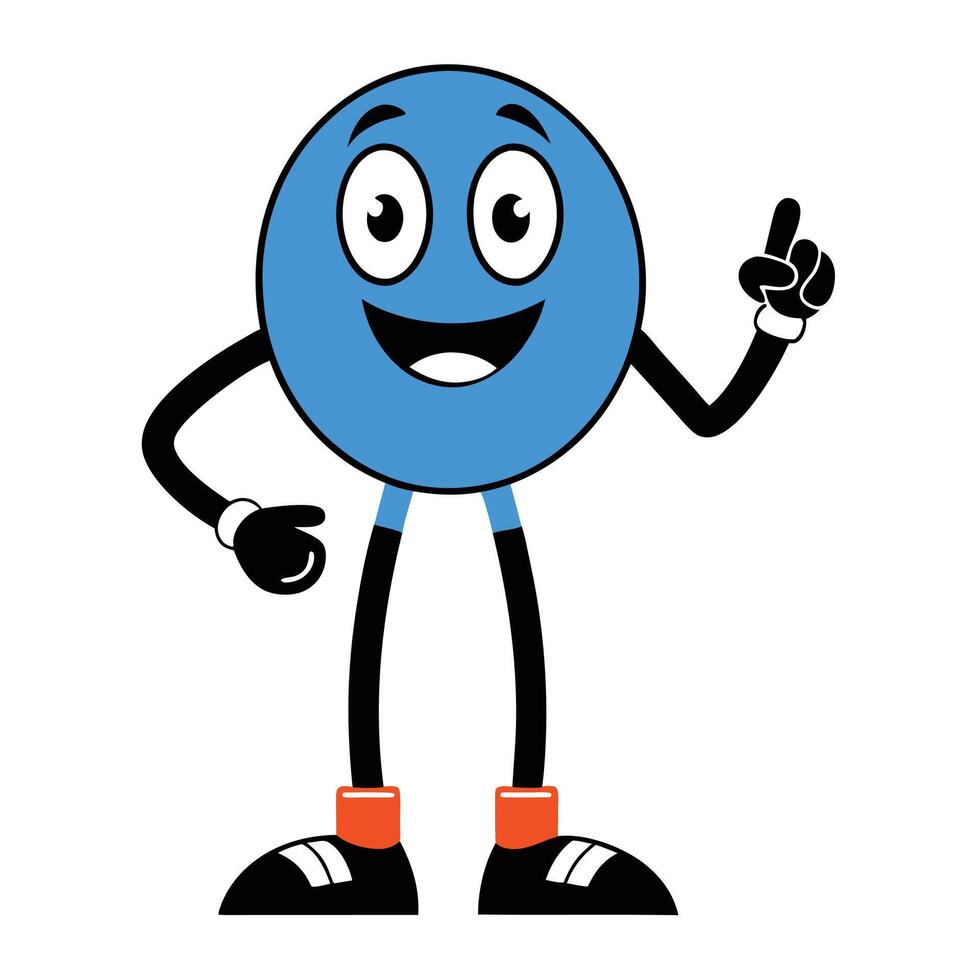 Happy Blue Circle Cartoon Character with Idea vector